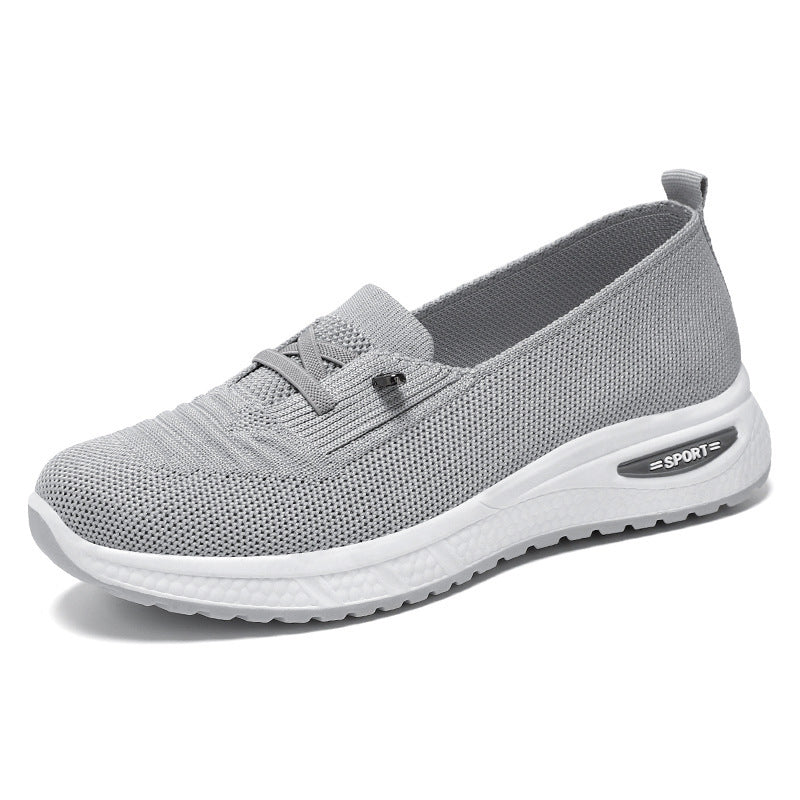 Slip On Sneakers Women Breathable Mesh Knitted Woven Low Top Walking Shoes